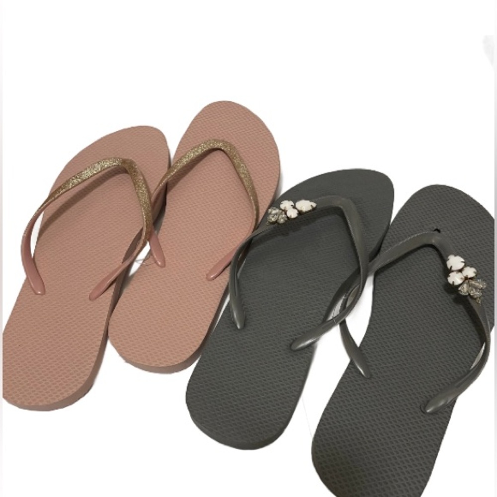 2 Pairs of Mix It Gray and Pink Sandals with Beaded Detail
